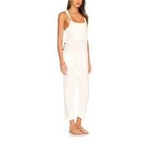 l*space White Cotton Blend Overalls Jumpsuit